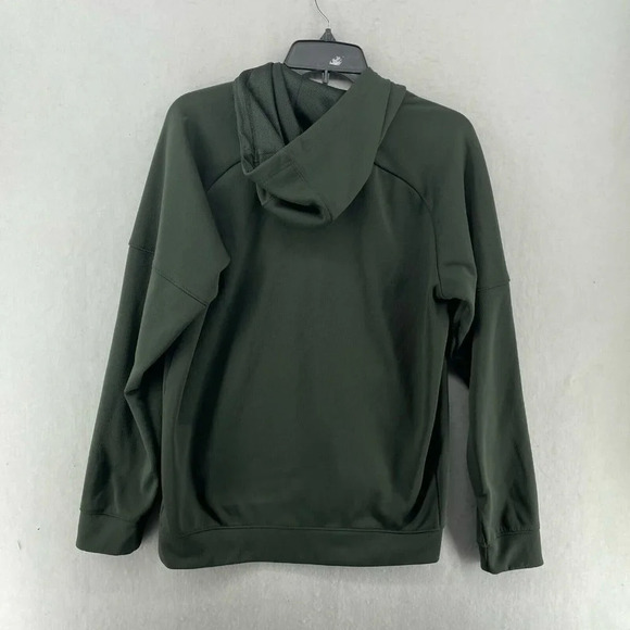 Adidas Sweatshirt Mens Sz M Green Big Logo Print Hoodie Kangaroo Pocket Pullover - Picture 2 of 13
